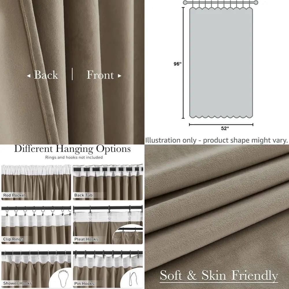 Tende di lusso in velluto beige cammello lunghe 96 pollici - Tende in velluto super morbido con blocco termico e luce Finestra con isolamento termico