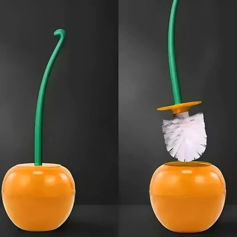 Set Spazzola per WC Rossa a Forma di Ciliegia, Creativa e Graziosa, con Porta Spazzola, Accessori per il Bagno