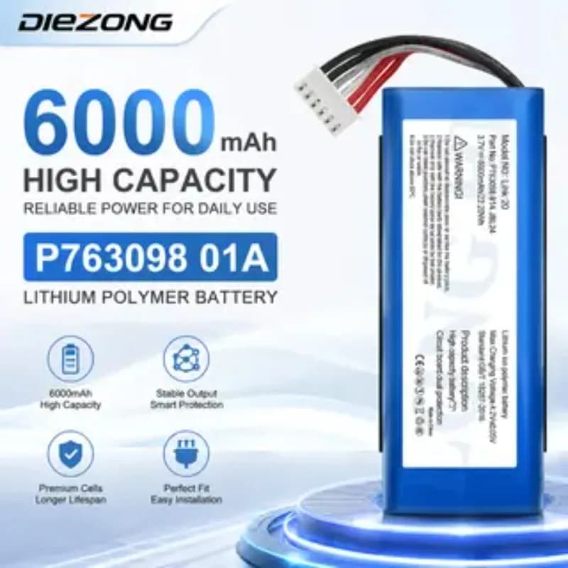 High Quality 3.7V 6000mAh P763098 01A Replacement Battery for JBL Link 20 Wireless Bluetooth Speaker Batteries