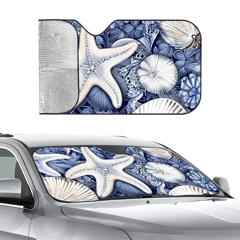 Starfish Serenade Design Parasole per auto Isolamento a tre strati Parabrezza anteriore per auto Parasole Ventosa Blocchi Raggi UV Sole