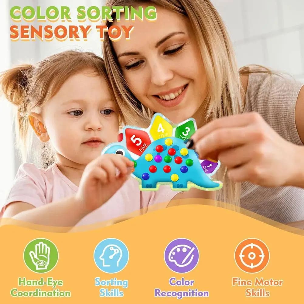 Giocattolo per l'ordinamento dei dinosauri Gioco sensoriale cognitivo dei colori Giocattolo educativo antistress per i più piccoli Design rotondo in materiale sicuro per bambini