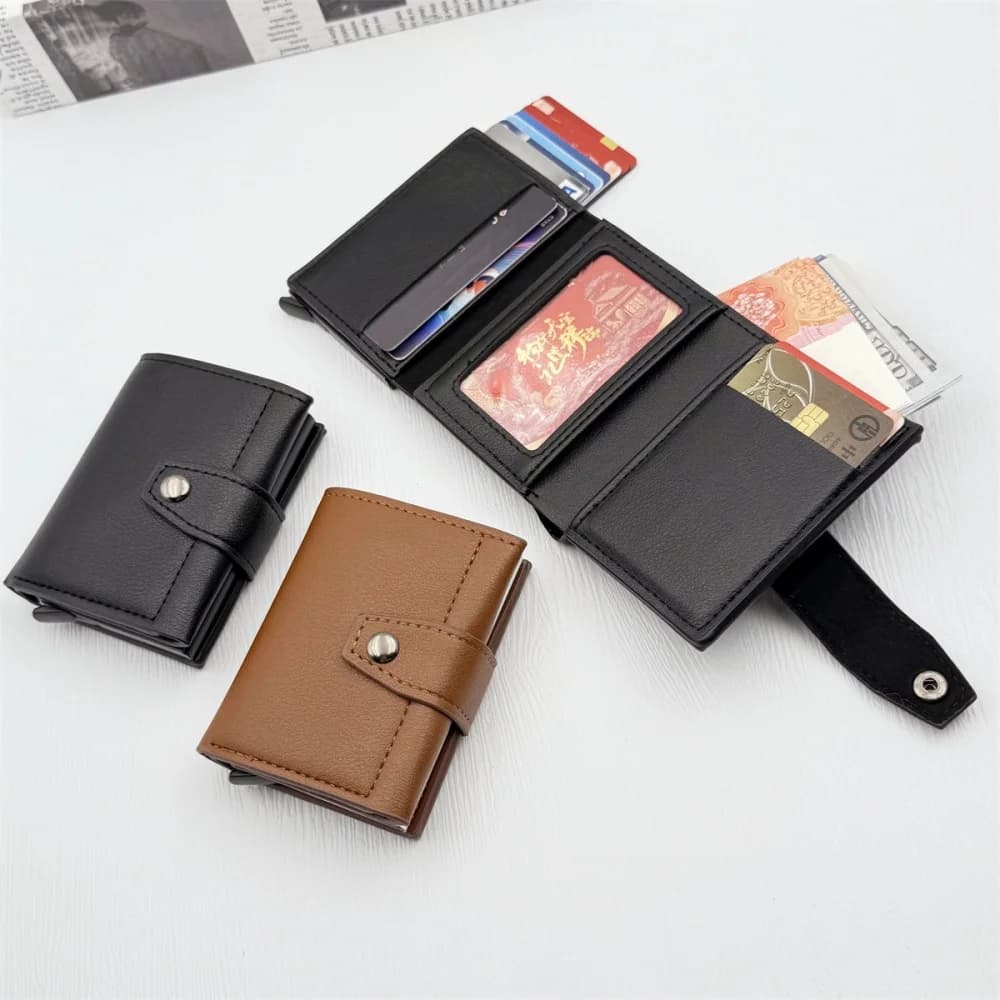 Portafoglio da uomo di nuova moda Anti ladro Porta carte di credito Rfid Porta carte di credito sottile da donna Porta carte pop-up automatico