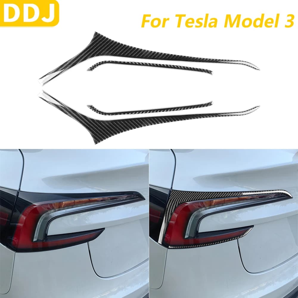 For Tesla Model 3 Highland 2023-2025 Carbon Fiber Rear Light Lamp Eyebrow Panel Covering Accessories Auto Interior Adhesive
