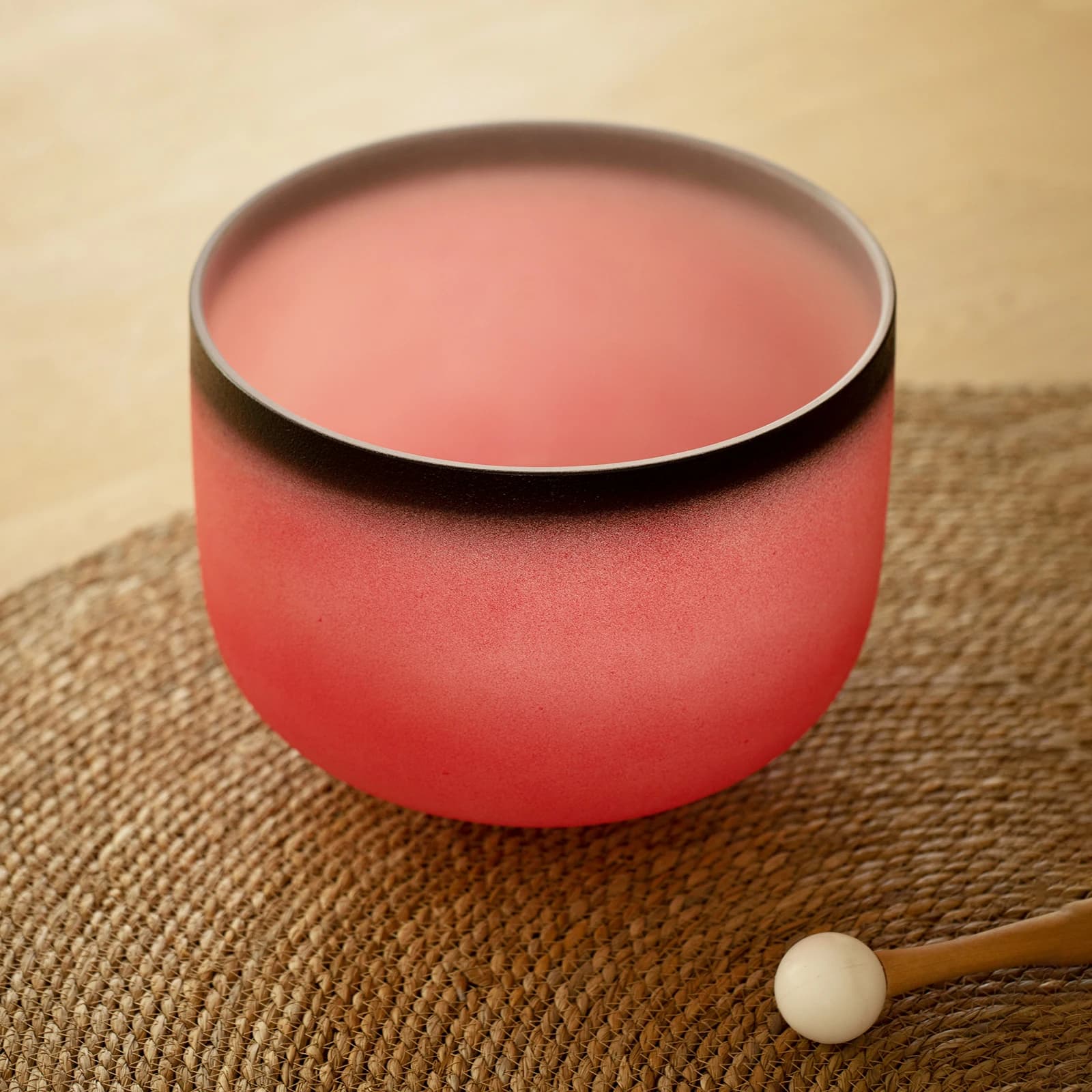 Hye-eun 12 Inch 440Hz/432Hz C Note Red Colored Quartz Crystal Singing Bowl Root Chakra for Sound Heraling Tibetan Bowl with Bag