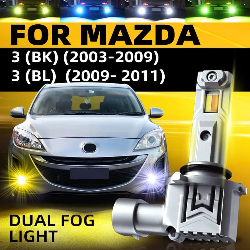 2xCar LED Anteriore Fendinebbia Lampadine Doppi Colori Switchback Per Mazda 3 BK Sport BL 2003 2004 2005 2006 2007 2008 2009 2010 2011