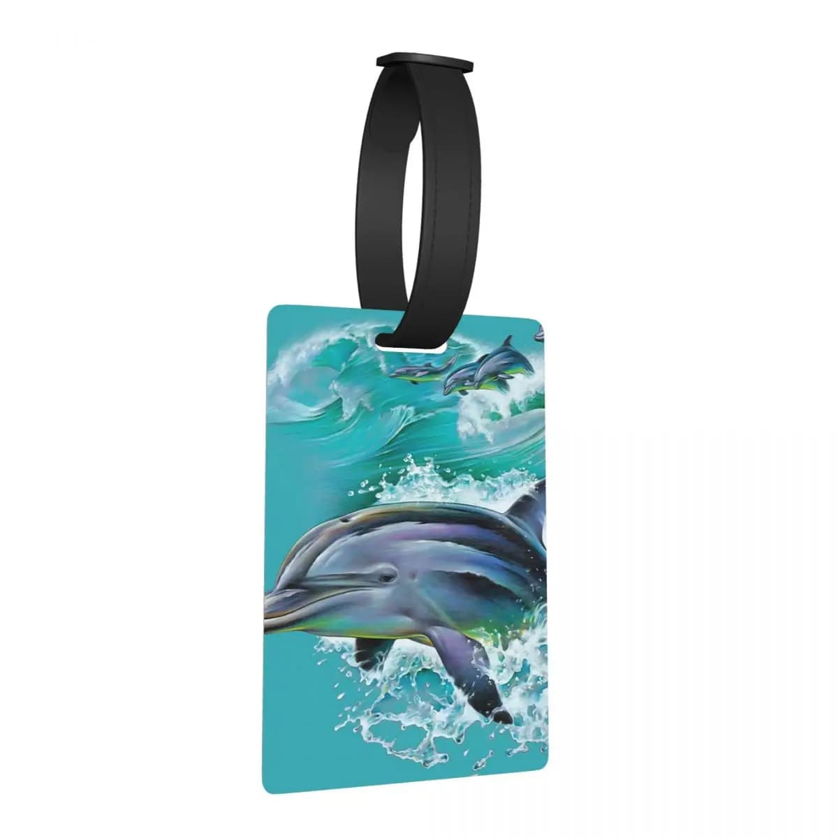 Etichette per bagagli con delfini che catturano le onde, accessori per valigie, etichetta per bagaglio da viaggio, porta etichette, identificativo, nome, indirizzo