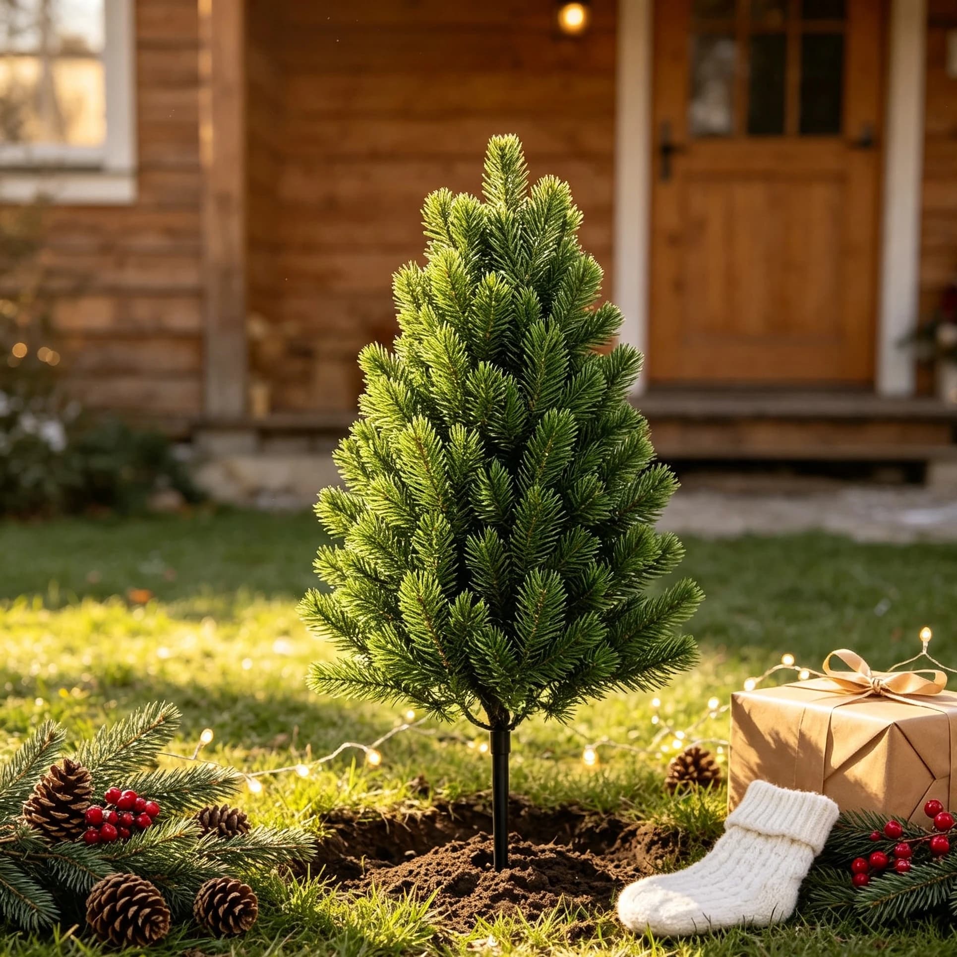 1/3pcs Artificial Plants Christmas Pine Tree Stake Wall Hanging Decora Home Room Table Outdoor Garden Yard Wreath Wedding Party