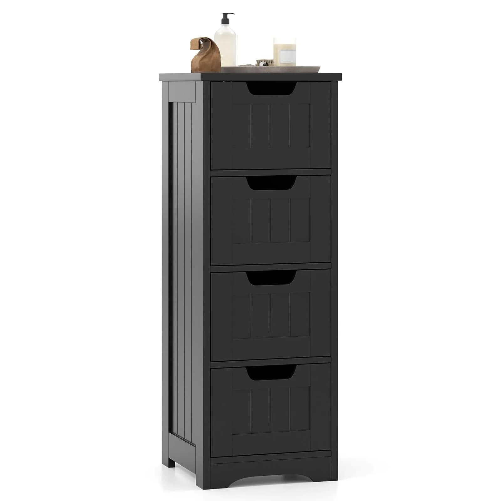 Mobiletto da bagno autoportante con 4 cassetti, grigio