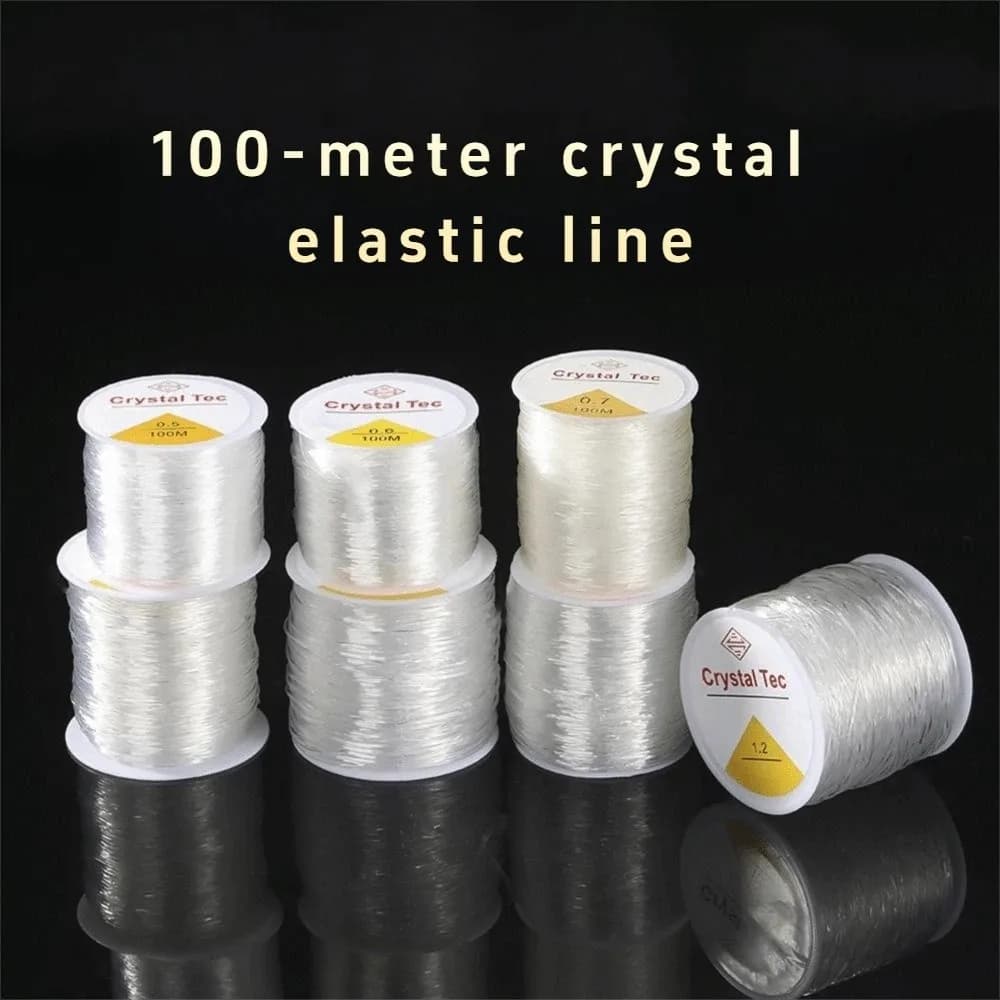 0.4-2mm Elastic Crystal Cord 100m Crystal Clear Transparent Beading Thread TPU Round Elastic Bracelet String Beading