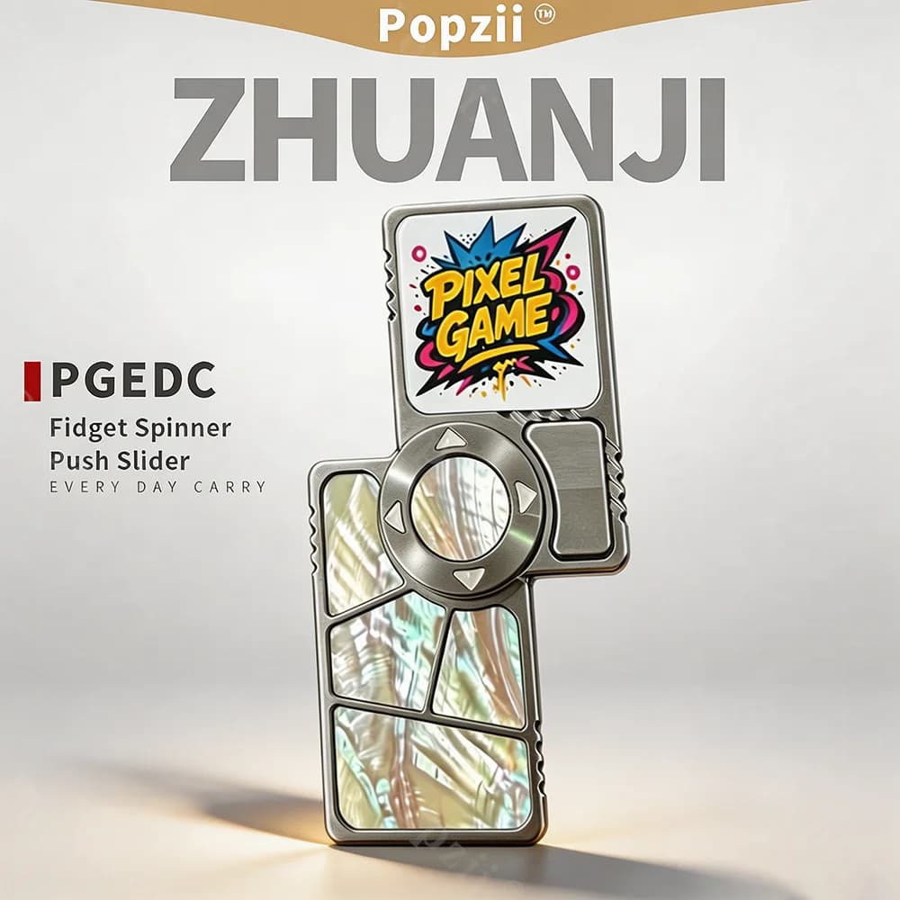 PGEDC ZHUANJI Fidget Slider in Acciaio Inossidabile Luminoso Fritillaria Meccanico Antistress Girevole Design Originale