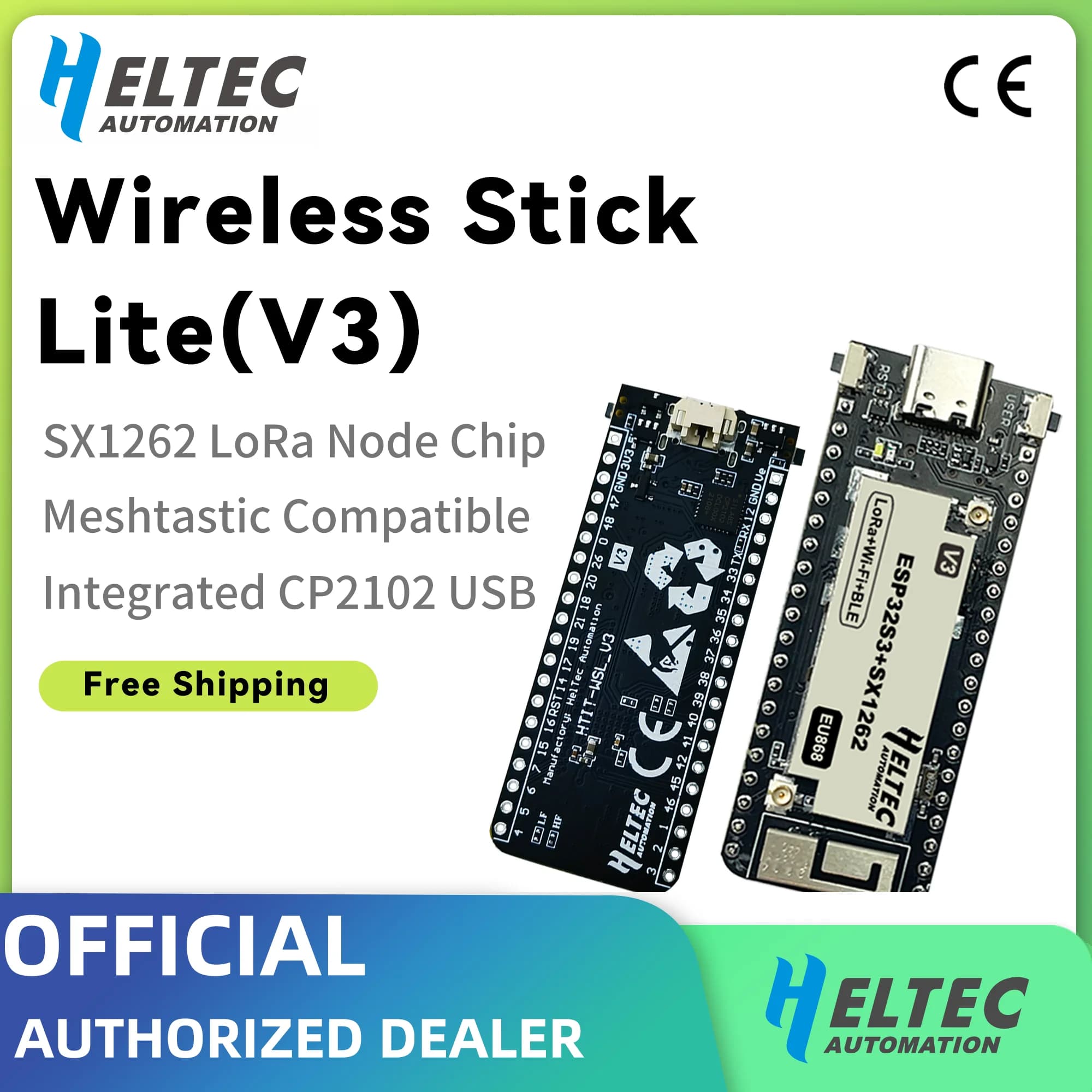 2PCS Heltec Wireless Stick Lite V3 LoRa LoRaWAN ESP32 SX1262 Bluetooth WiFi support and LoRa Arduino® IOT connection