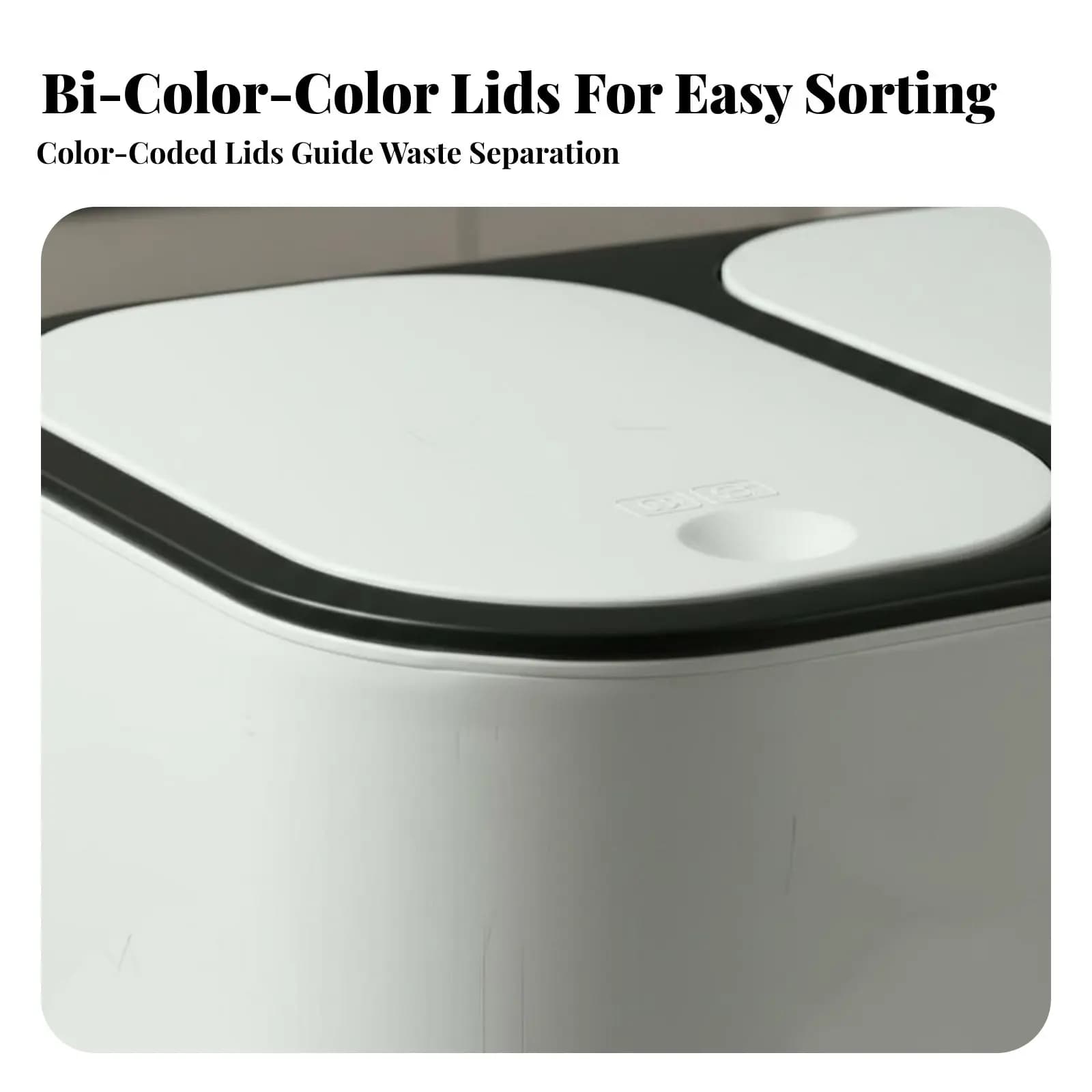 Double Compartment Trash Can With Lid Double Chamber Garbage Can Wet Dry Separation Bin Nordic Design Press Top Wastebasket