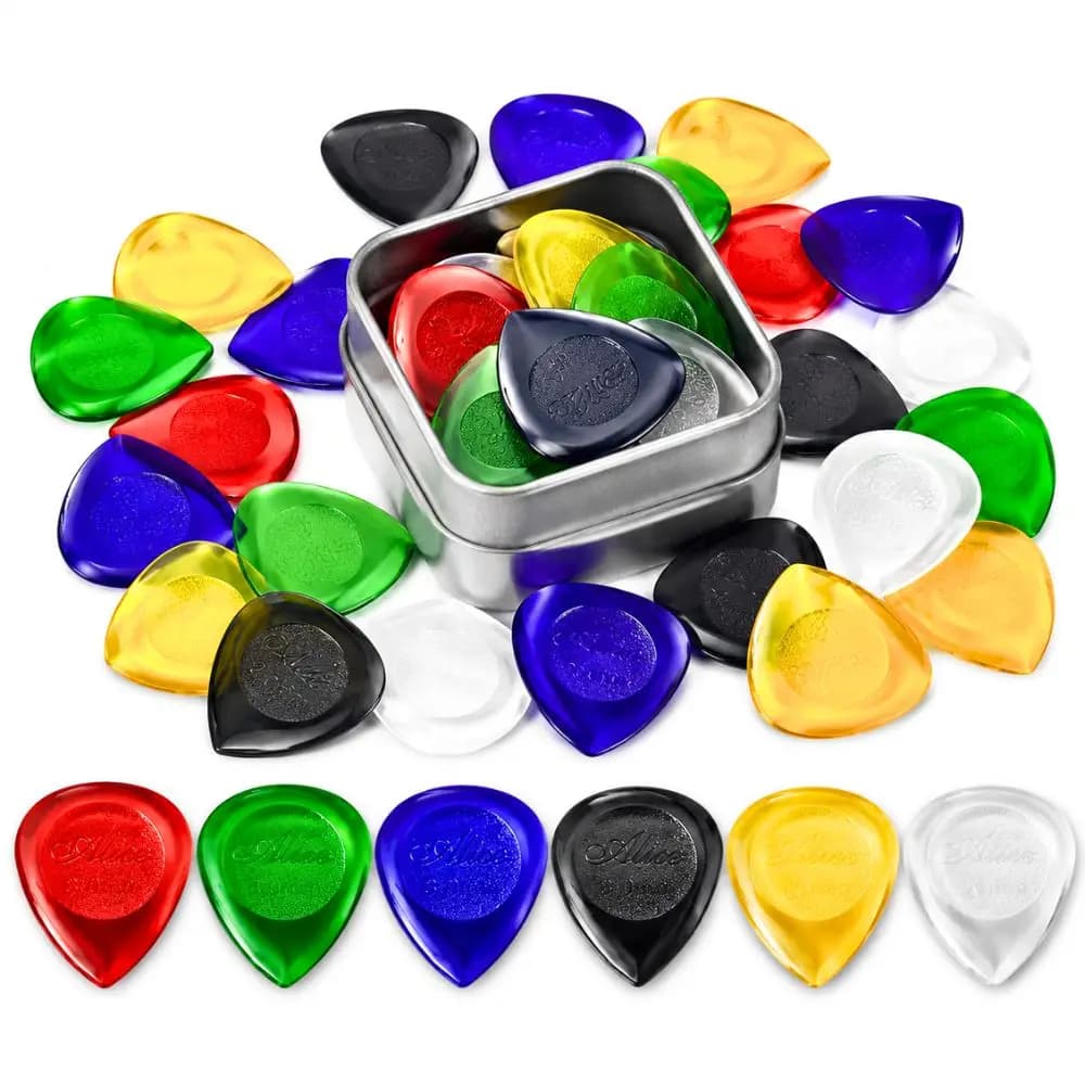 6pcs Bulk Clear Teardrop Guitar Picks Assorted 1.0/2.0/3.0mm Mixed Color Playing Plectrums YMY