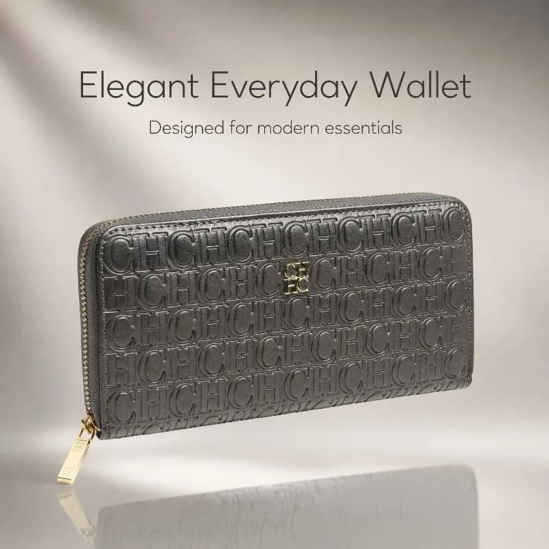 CHHC New Unisex Long Wallet Women Men Fashion Classic Zipper Clutch Bag Real Texture Phone Holder Large Purse