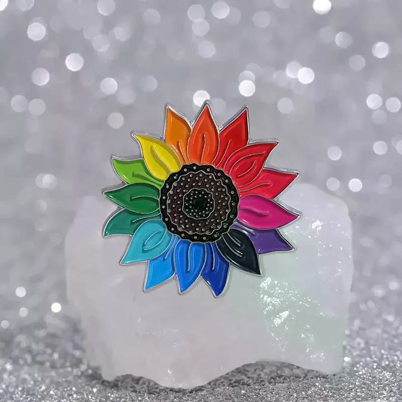 Flower Enamel Pin Rainbow Sunflower Brooch Badge Adorable Design For Jacket Blouse Backpack Lovers
