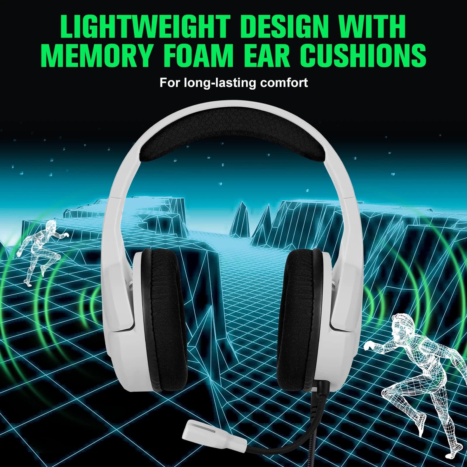 Gaming Cablate S100 Headphones with Removable Microphone, LED Light and Audio Stereo for PS4, PC, Xbox One, Switch, PS5 Controller