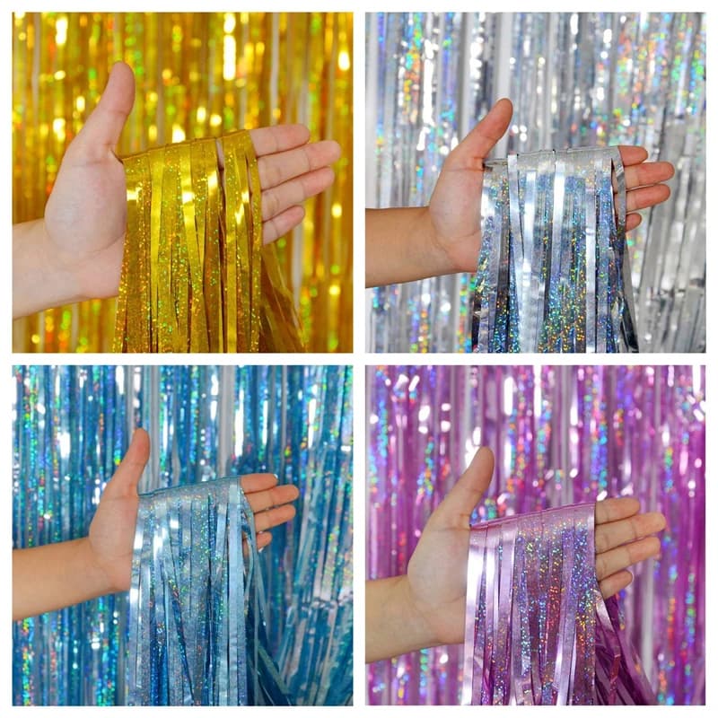 Tenda con frange in lamina d'oro 2x1m/6.56x2.58ft per sfondo, feste, photo booth, matrimoni, lauree, compleanni, Halloween ed eventi.