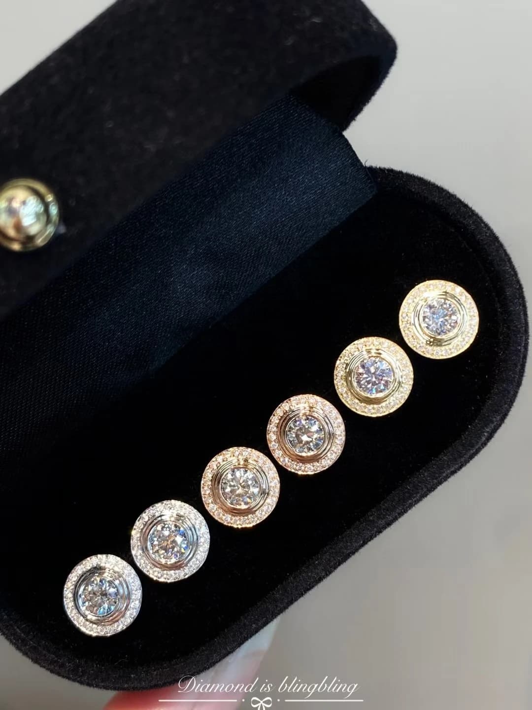 Orecchini a disco rotondo con diamanti coltivati in laboratorio in oro massiccio 10 carati, 0,5 CT, colore oro giallo, orecchini di gioielleria raffinata con platino Cust