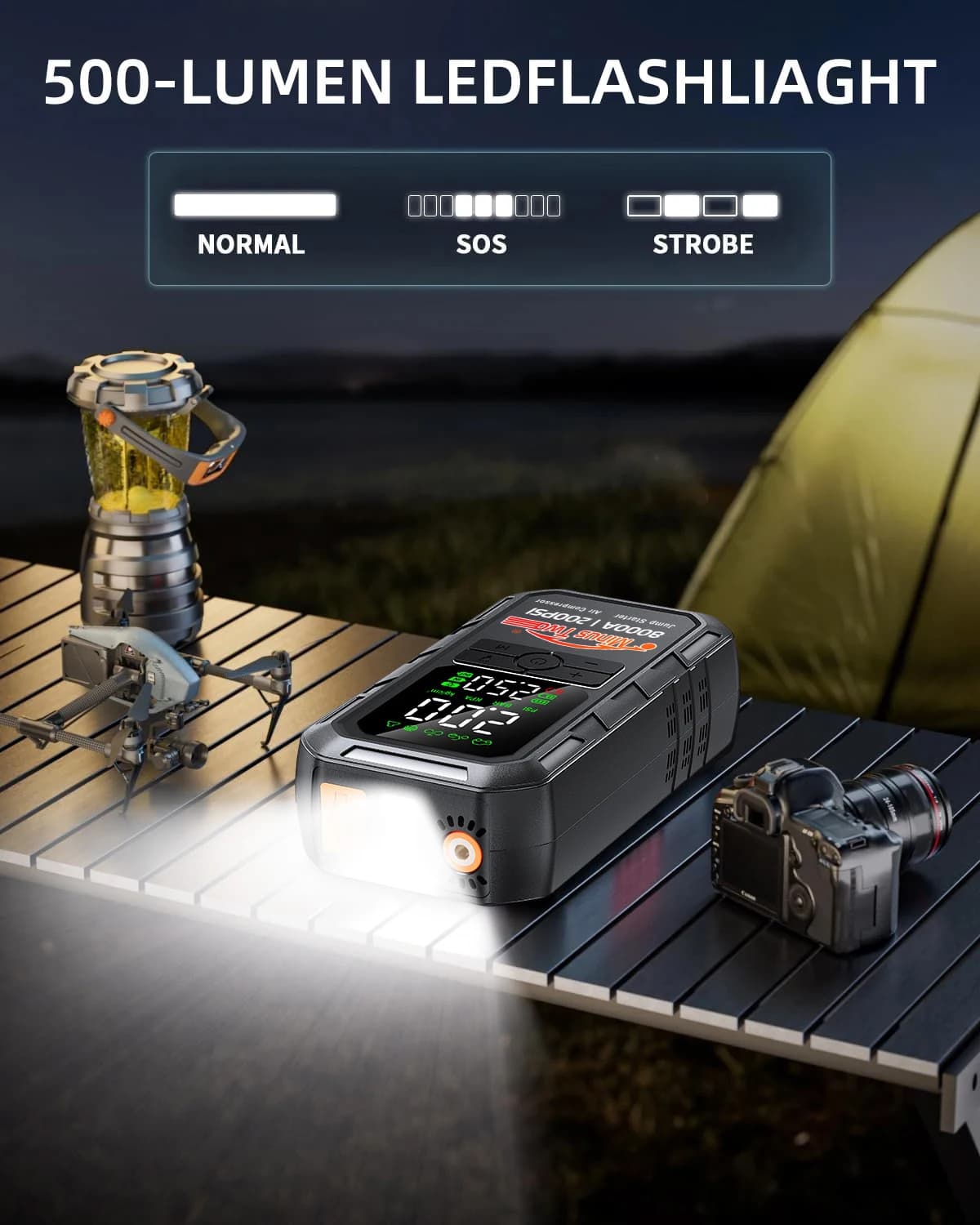 Avviatore d'Emergenza Portatile 12V per Auto, Batteria 8000mAh, Power Bank, Dispositivo di Avviamento Automatico con Protezione di Sicurezza per Tutti i Veicoli