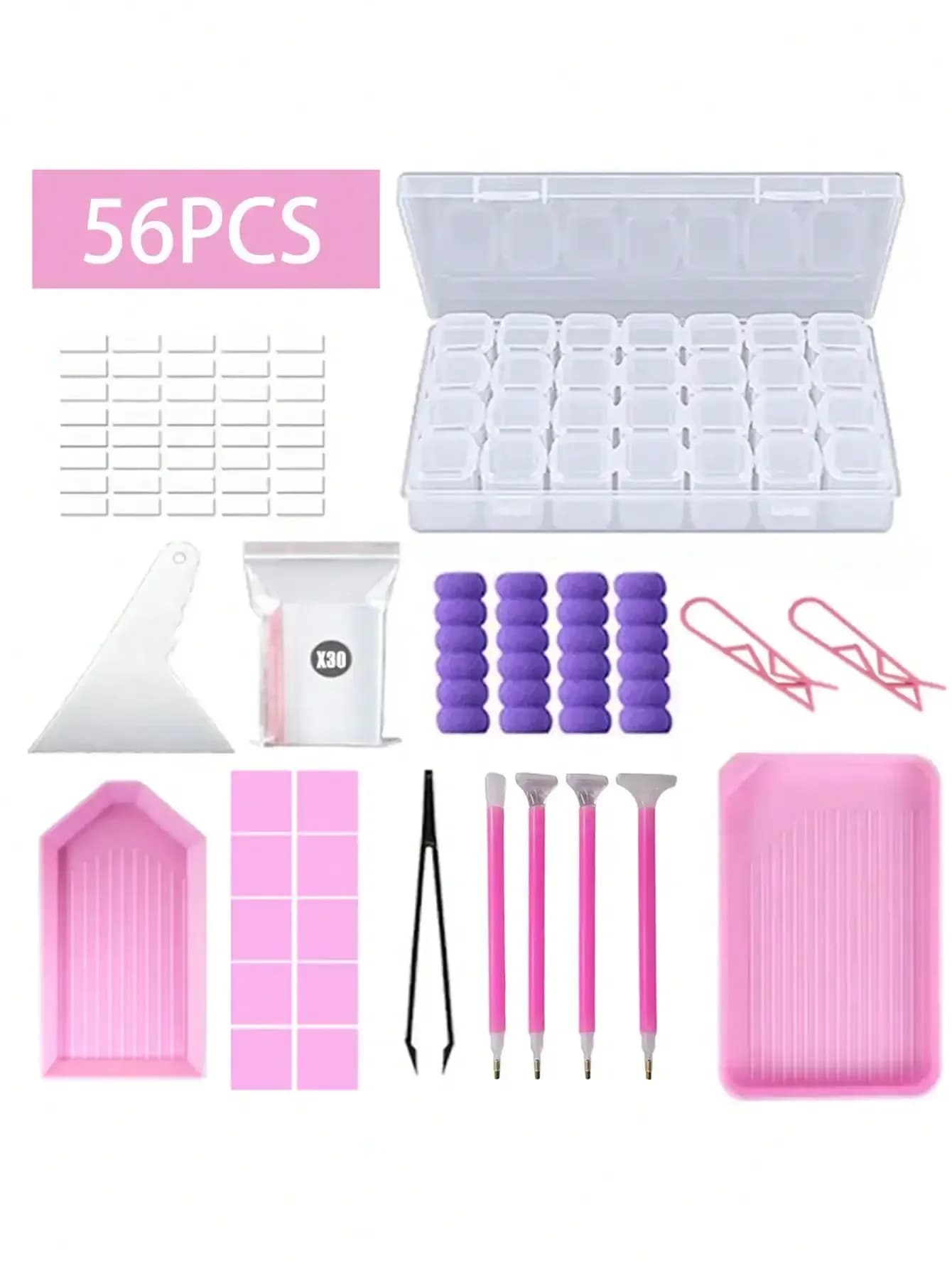 12/18/29/37/45/56PCS DIY Diamond Painting Tools And Accessories Kit For Kids Adults, Complete Diamond Art Tools WithDiamond Embroidery Box And Diamond Art Pens Tweezers Glue Diamond Correction, Diamond Painting Accessories
