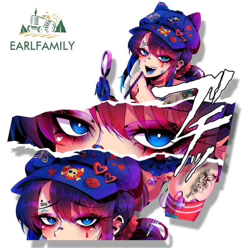EARLFAMILY Stickers for Auto Gothic Punk Cappie Fanart, Decalcomanie Hot Game MiSide Waifu, Graffiti Racing, Cartoon Peek Girl NSFW