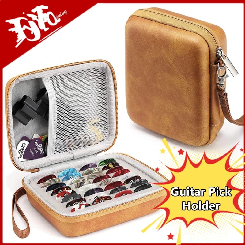 Nuovo supporto per plettro per chitarra Custodia per plettro in pelle con cerniera Custodia per plettro per chitarra portatile impermeabile Custodia per accessori per chitarra