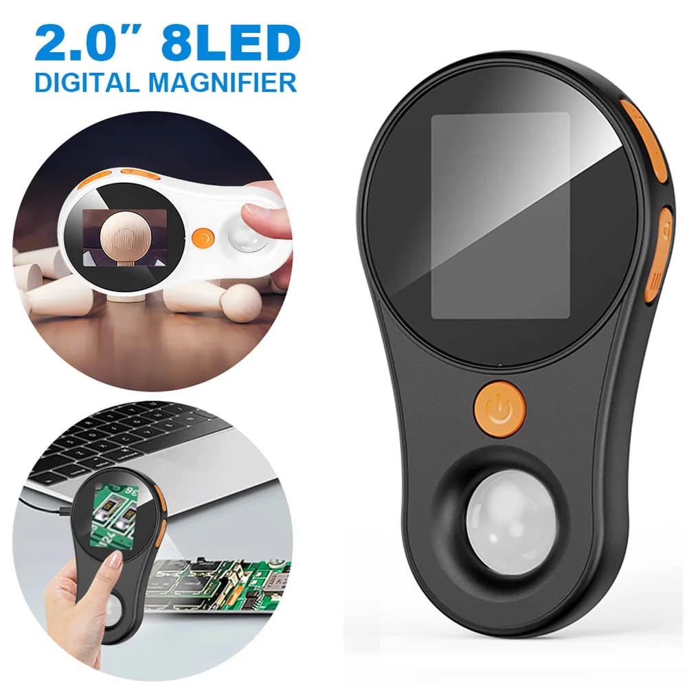Microscopio Digitale 500X con Lente d'Ingrandimento 2MP e 8 Luci per Riparazione Elettronica, Video, Monete, Microscopio 600mAh