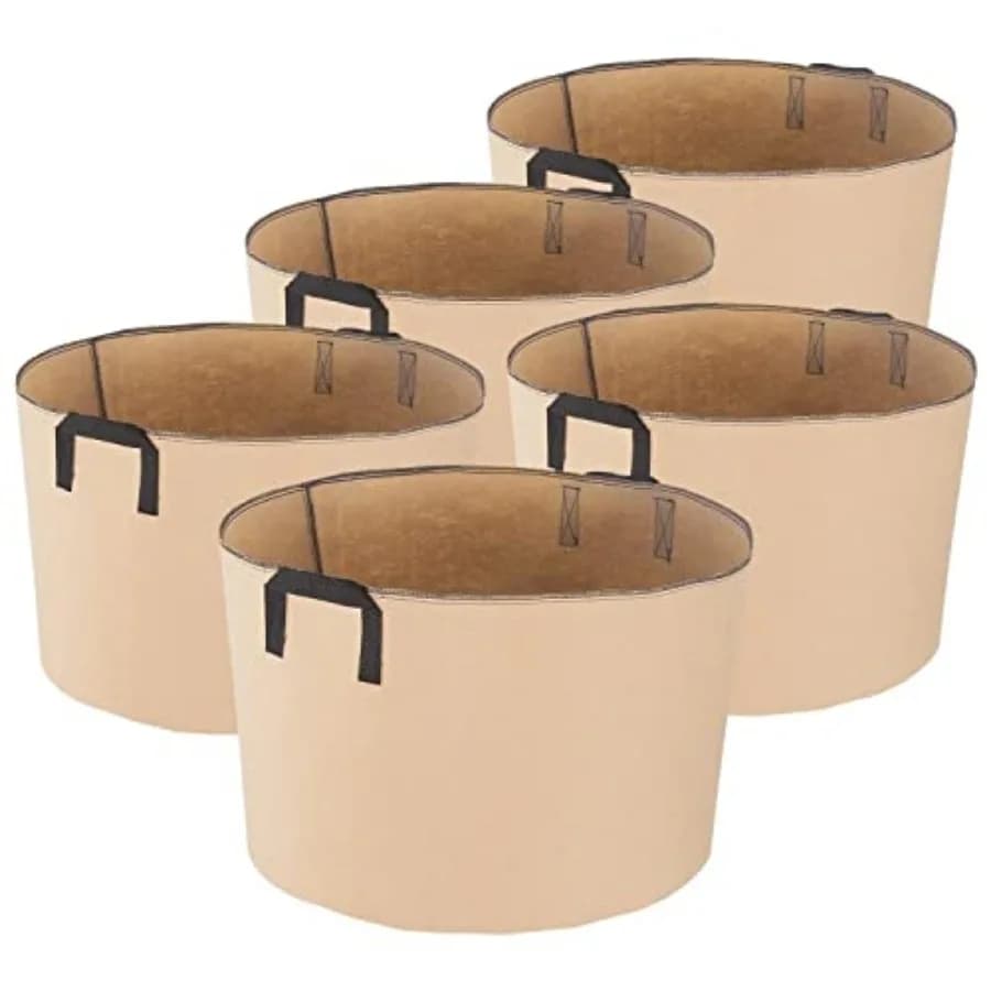 Sacchi per Coltivazione Piante da 20 Galloni, Confezione da 5, Vasi in Tessuto Resistente 300G, Contenitori Durevoli Non Tessuti con Aerazione e Manici in Nylon
