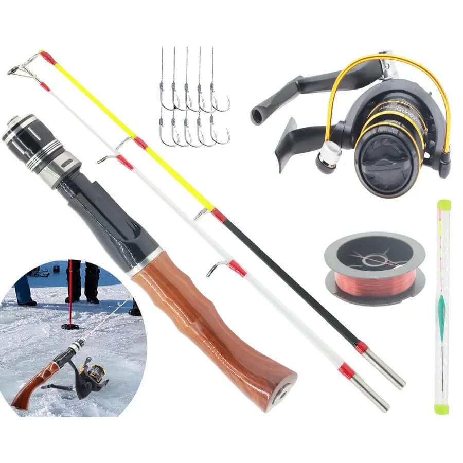 Combo Canna e Mulinello da Pesca sul Ghiaccio, Combo Spinning per Pesca sul Ghiaccio, Canne da Pesca per Bass e Crappie, Canna da Pesca per Bambini, Pesca sul Ghiaccio
