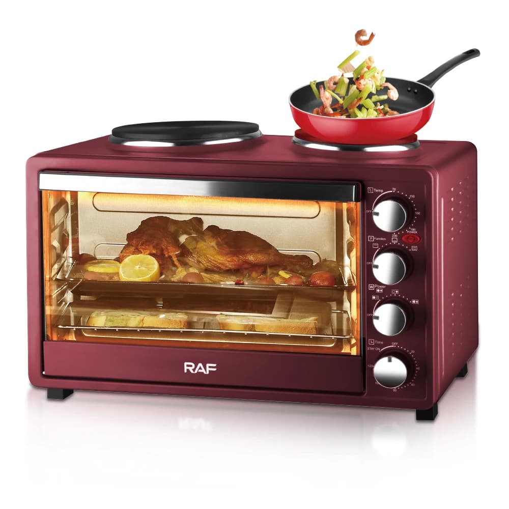 Nuovo aggiornamento 2 in 1 40L Elettrodomestici da cucina Friggitrice ad aria elettrica Forno tostapane con piastre riscaldanti Porta visiva