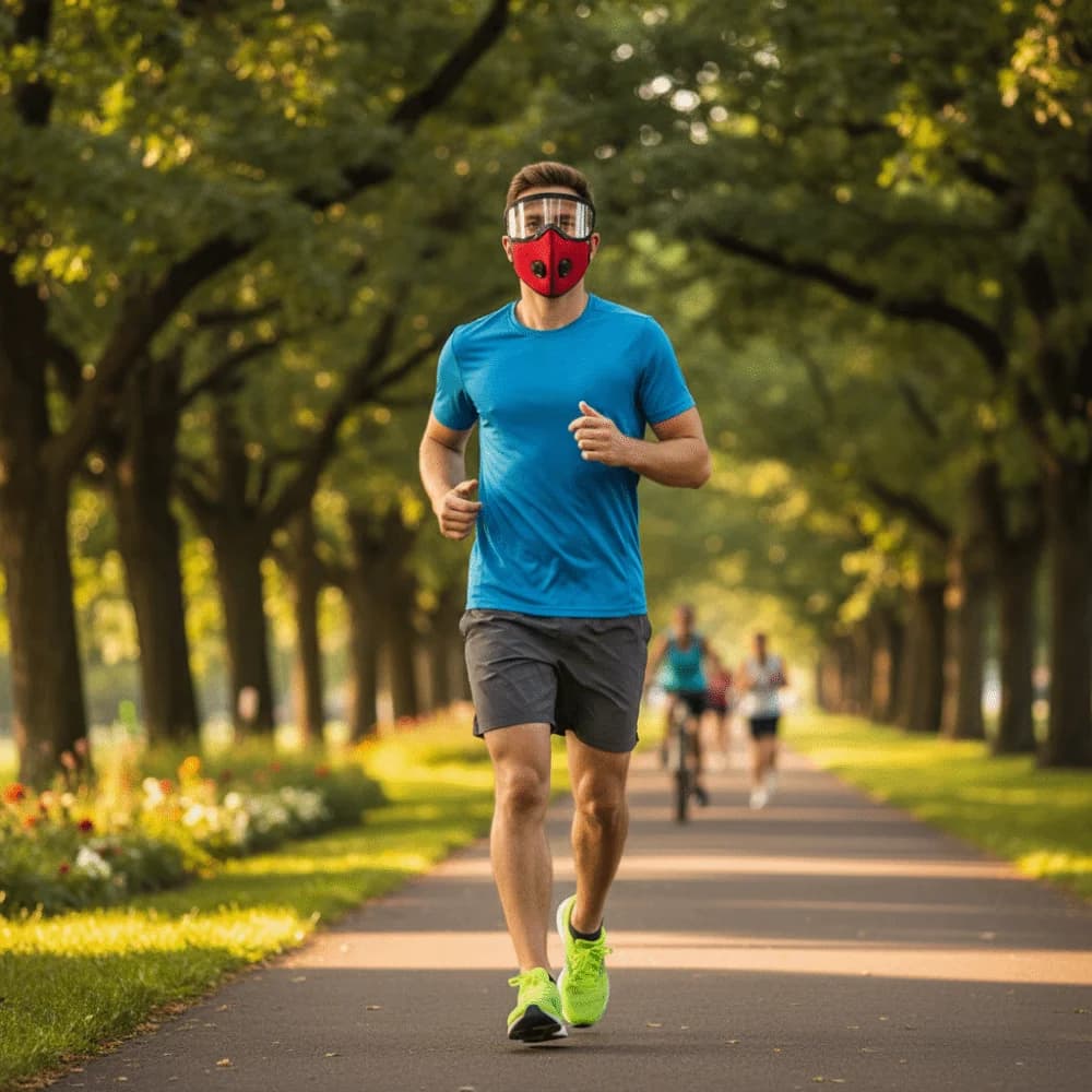 Maschera Protettiva per Ciclismo con Lente Rimovibile, Occhiali Staccabili, Filtrazione Traspirante, Design Riutilizzabile