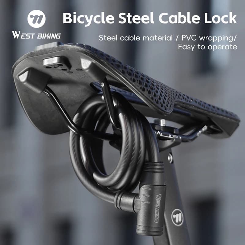 WEST BIKING Lucchetto per bicicletta Lucchetto antifurto in metallo con 2 chiavi Cavo in acciaio di sicurezza per bici Lucchetto per bicicletta Accessori per bici