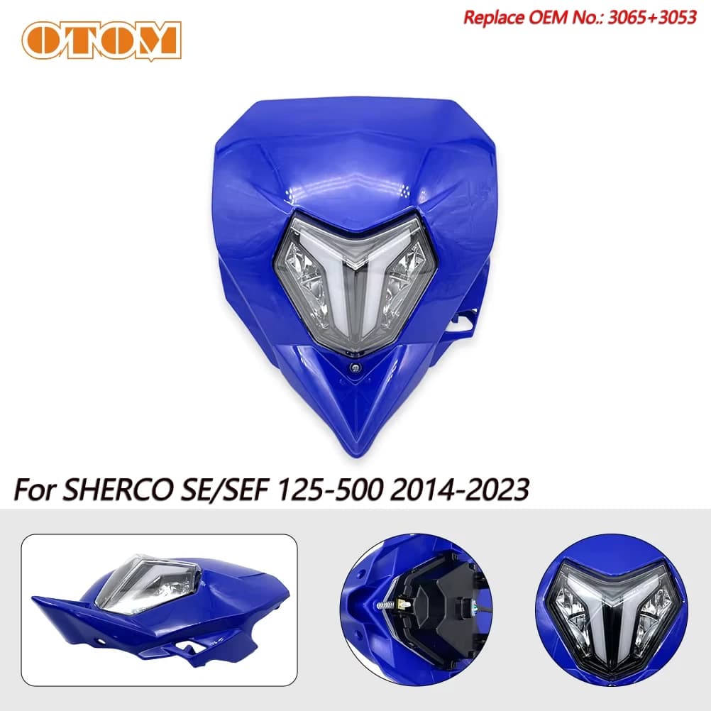 OTOM Motocross Enduro Faro A LED E24 Emark Lampada Frontale Luce di Corsa Fascio Alto Basso Per SHERCO SE SEF 125 250 300 450 500 14-23