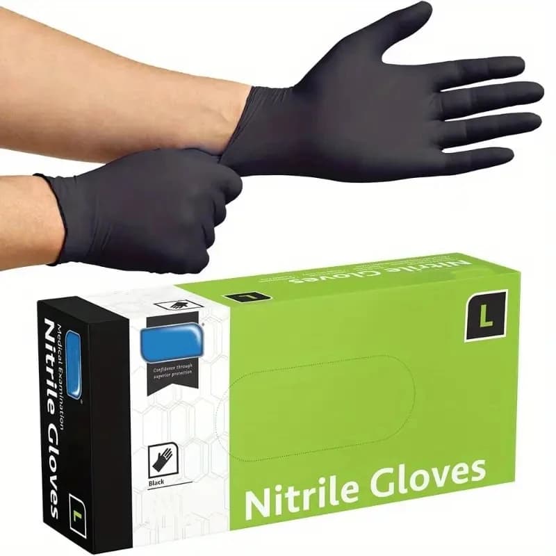 Guanti in nitrile monouso neri Guanti di sicurezza per meccanici strutturati industriali spessi 4mil Guanti protettivi per lavoro automatico da uomo senza lattice