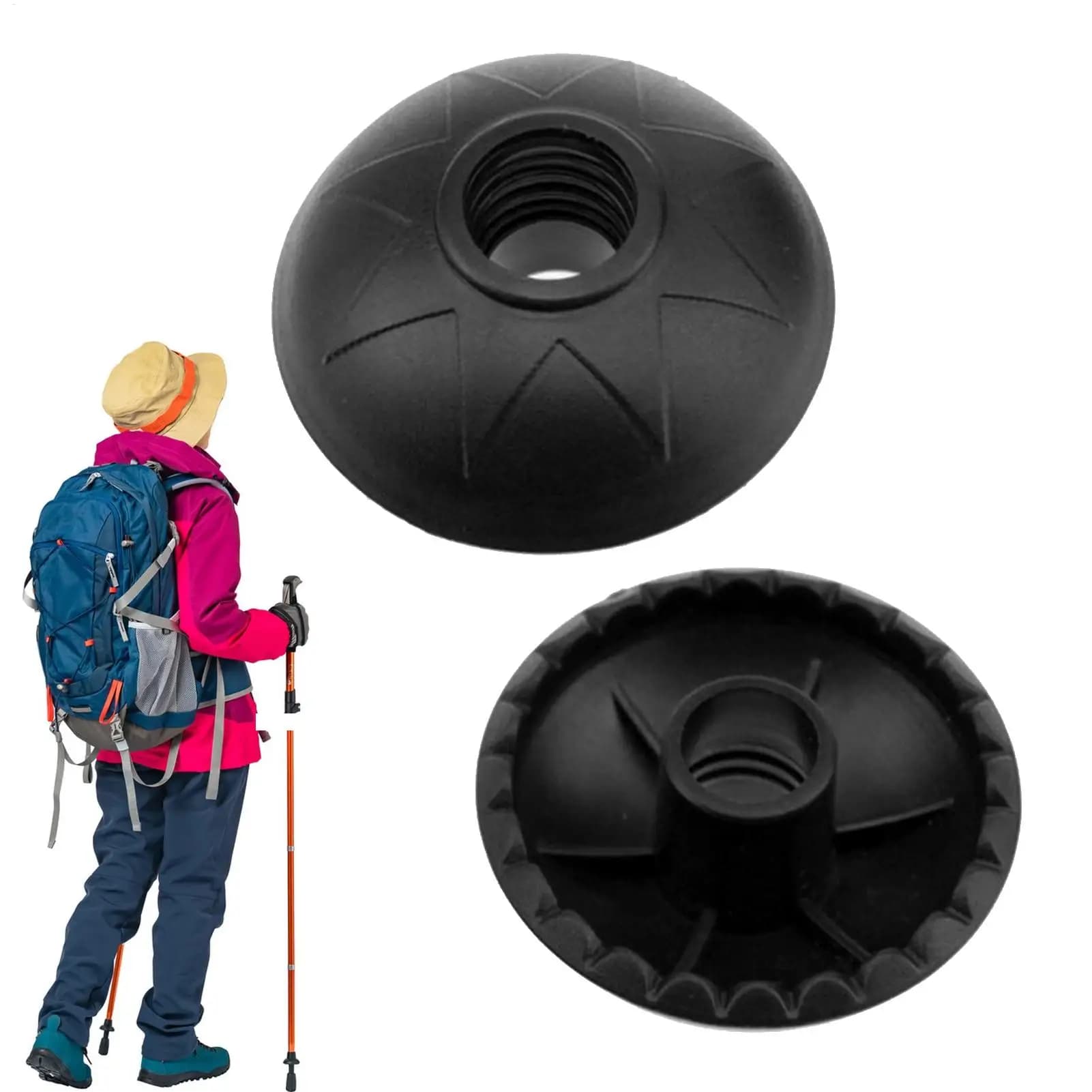 Trekking Pole Mud Tips 2Pcs/set Round Snow Ski Mud Basket Tips Protector Horseshoe Foot Covers Trekking Pole Accessories