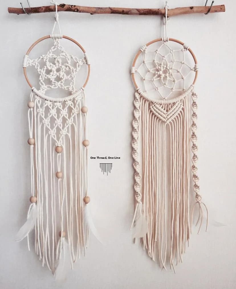 Handwoven Dream Catcher Kit Cotton Material DIY Crafts Girl's Heart Forest System Dream Bell Hanging Ornament Nordic Style ro...
