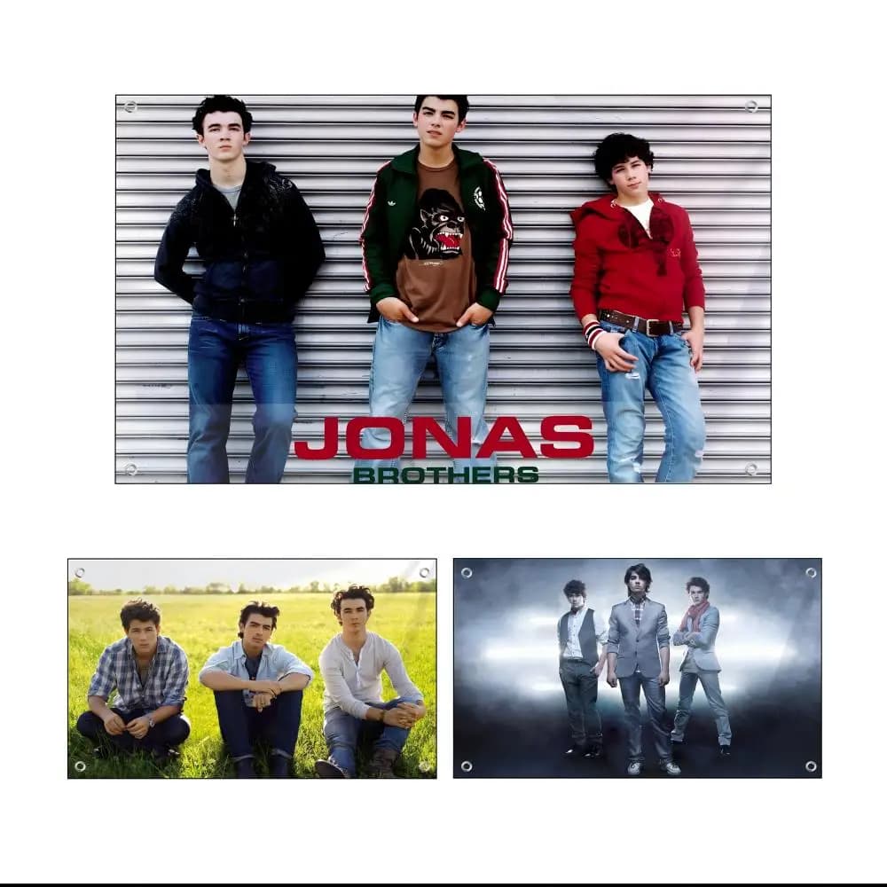 Bandiera dei Jonas Brothers, Decorazione Personalizzata per Campeggio, Giardino, Camera da Letto, Sfondo per Feste, Arte Murale, Regalo per la Famiglia