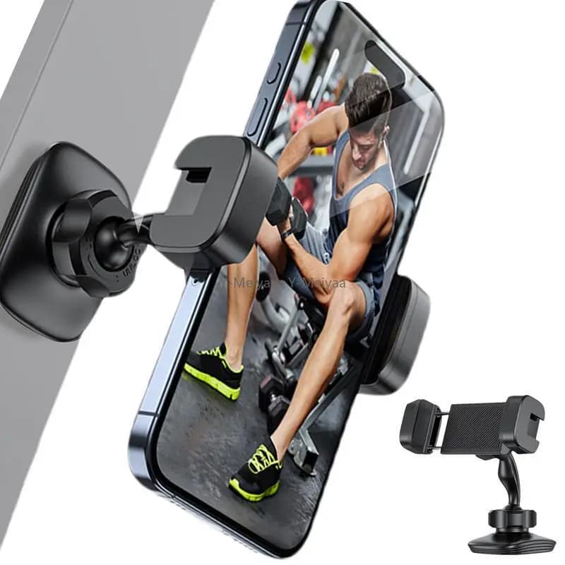 Supporto per telefono magnetico da palestra Supporto regolabile a 360° per telefono cellulare compatibile con base e giunto in lega per smartphone da 4-7".