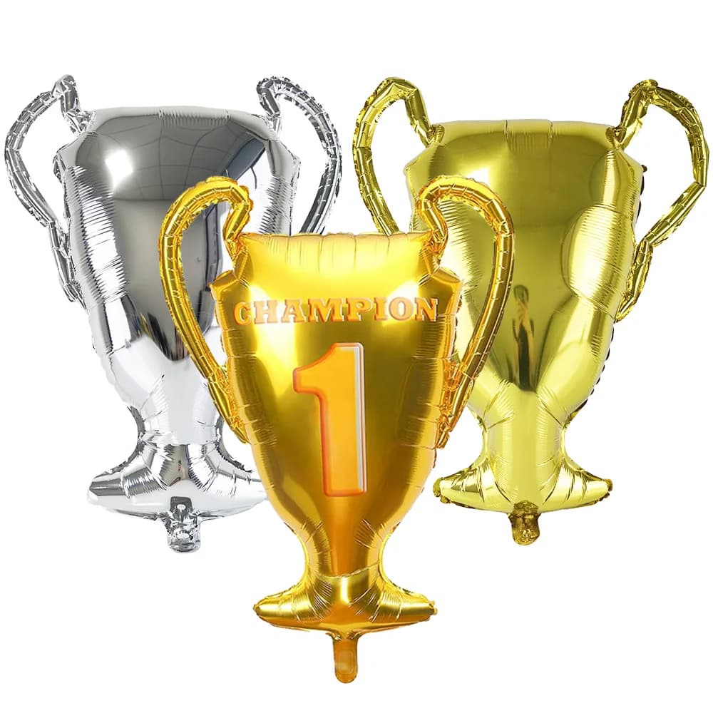 3 pezzi di palloncini foil campione d'oro, palloncini trofei foil per campionato, palloncini sportivi, calcio, anniversario, compleanno, giochi, feste
