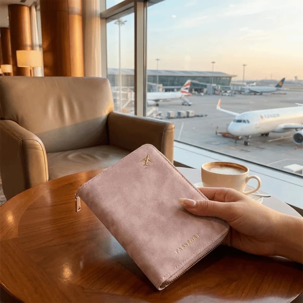 With Zipper RFID Passport Cover Anti-Theft Leather Travel Organizer Multi-Functional Thickened Card Holder Wallet Ticket Storage