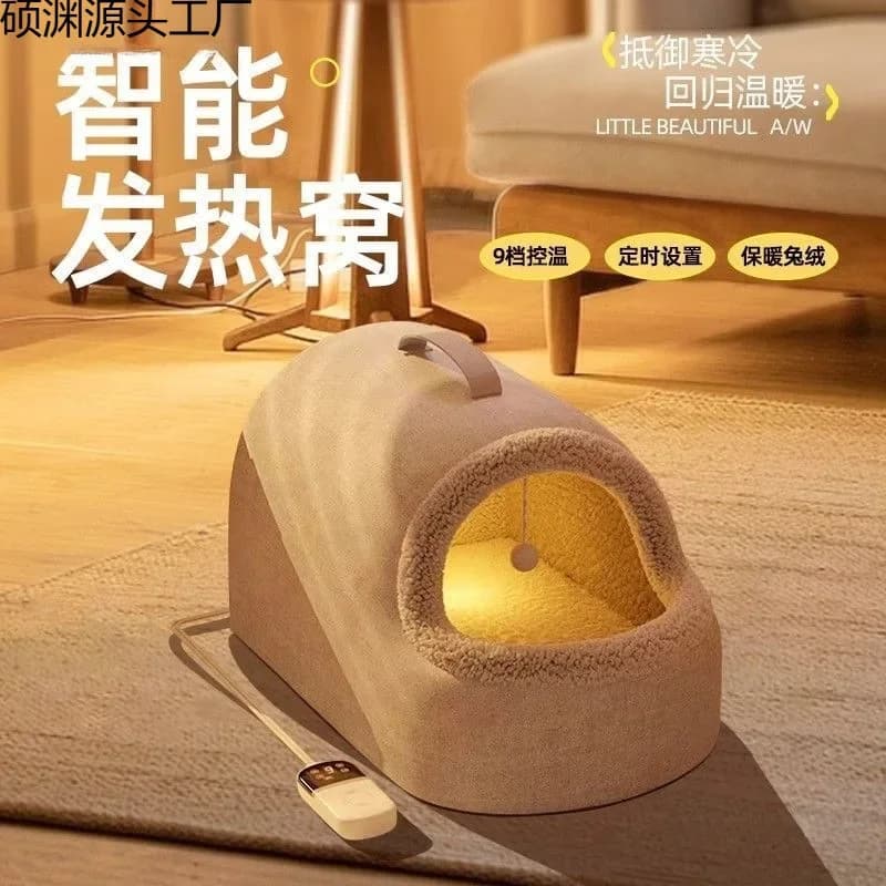Cuccia per Gatti Chiusa con Coperta Elettrica, Cuccia Riscaldata Intelligente a Temperatura Costante per Cani, Universale per Tutte le Stagioni, Invernale per Cani e Gatti