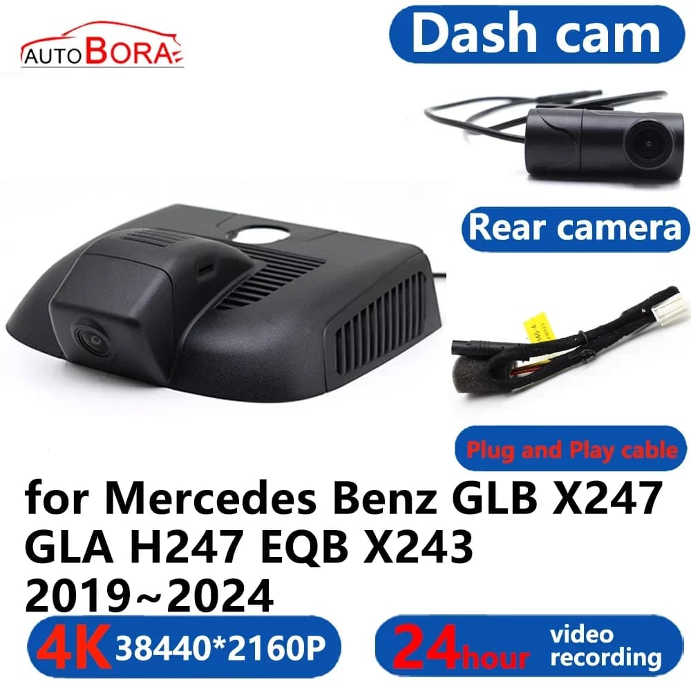 AutoBora 4K Wifi 3840*2160 DVR for Car Dash Cam 24 Hour Video for Mercedes Benz GLB X247 GLA H247 EQB X243 2019 ~ 2024