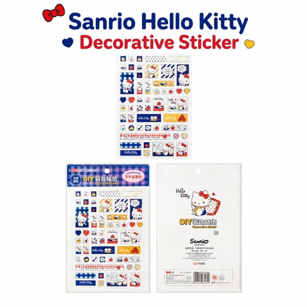Genuine Sanrio Hello Kitty Decorative Sticker Sheet Crystal Embossed Stickers for Planner Journal Notebook Scrapbook Phone Case