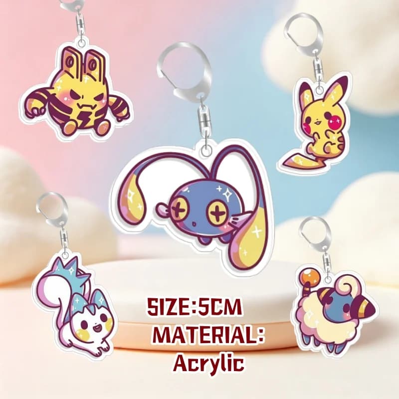 Keychain For Pokemon Elekid Pachirisu Acrylic Homemade Cartoon Anime Backpack Pendant Decoration Collection Fans Gift 5cm