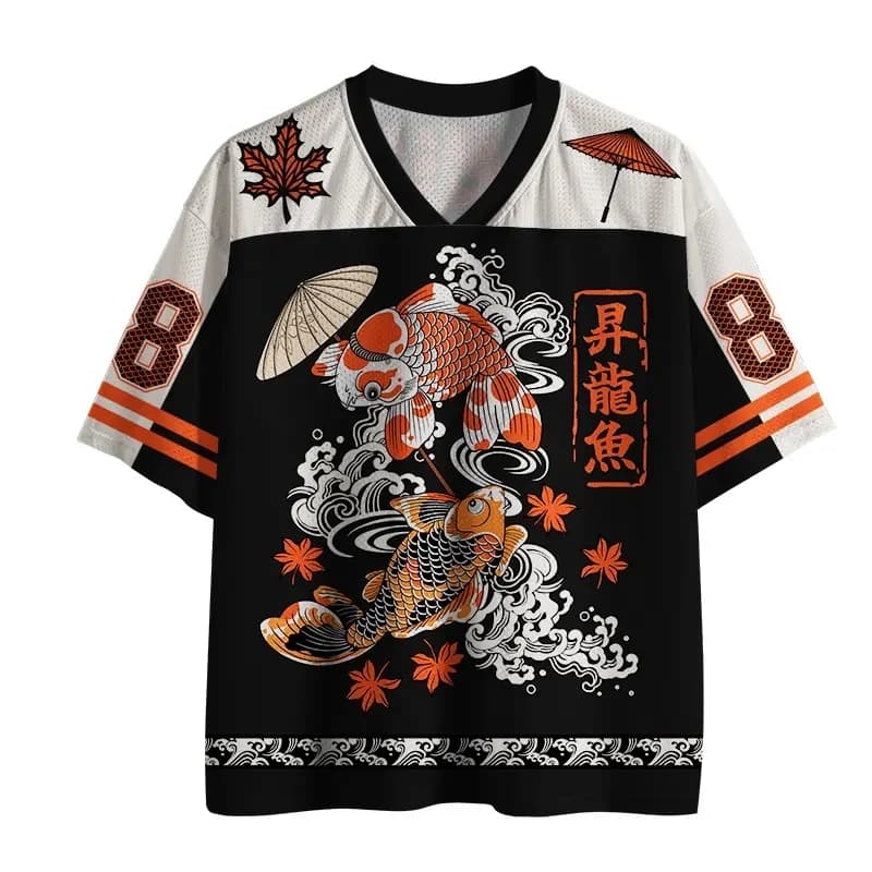 Lucky Koi Fun T-shirt con scollo a V per uomo e donna, stampa 3D, allenamento fitness, asciugatura rapida, sport all'aria aperta, tempo libero