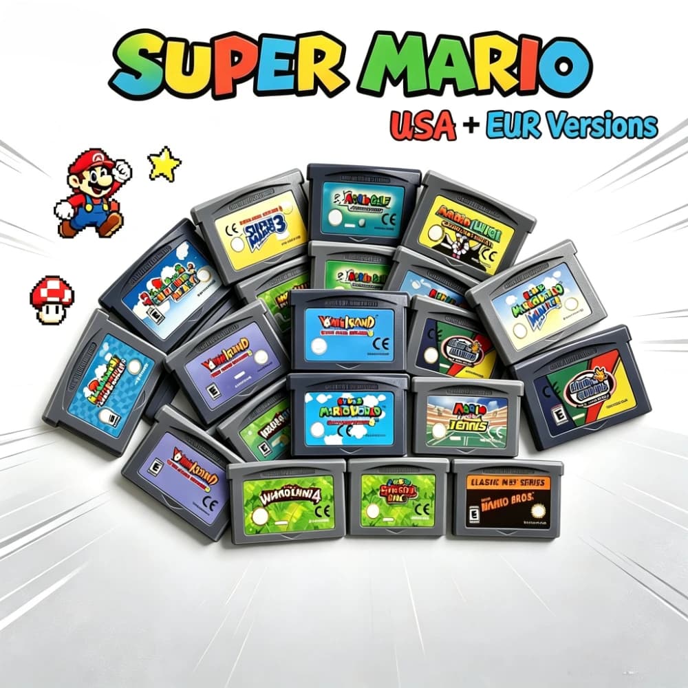 19 Styles GBA Game Cartridge 32 Bit Video Game Console Card Series Super Advance Super Bros Kart for GBA/SP/DS Collection Gift
