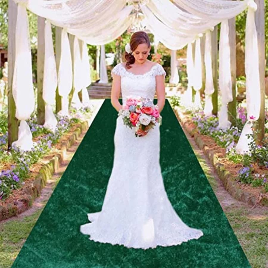 Emerald Green Aisle Runner for Wedding Ceremony 4FTx20FT Wedding Runner Aisle Indoor Velvet Carpet Runway Rug Modern Bridal Wal