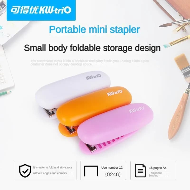 KW-TRIO Mini cucitrice Set Graffette Raccoglitore di carta Cancelleria Kawaii Cancelleria Strumenti di rilegatura Materiale scolastico Accessori per ufficio