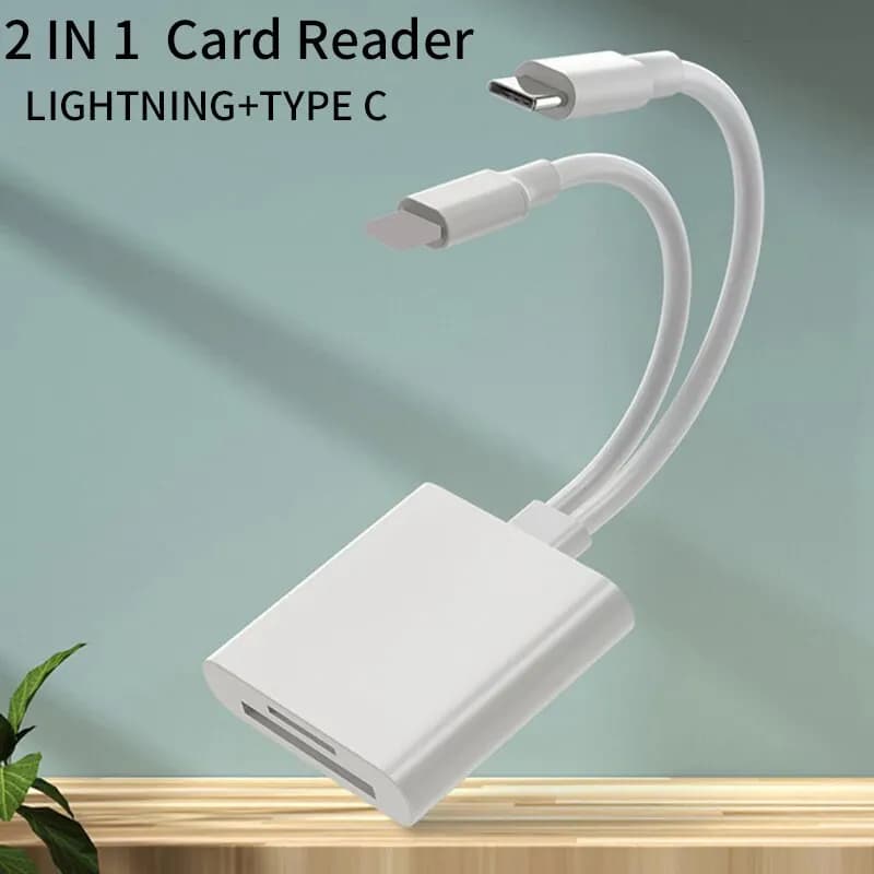 Lettore di schede OTG 2 in 1 Adattatore per scheda di memoria da Lightning a SD TF di tipo C per PC portatile Lettore di schede multi-intelligente iPhone Nessun APP richiede