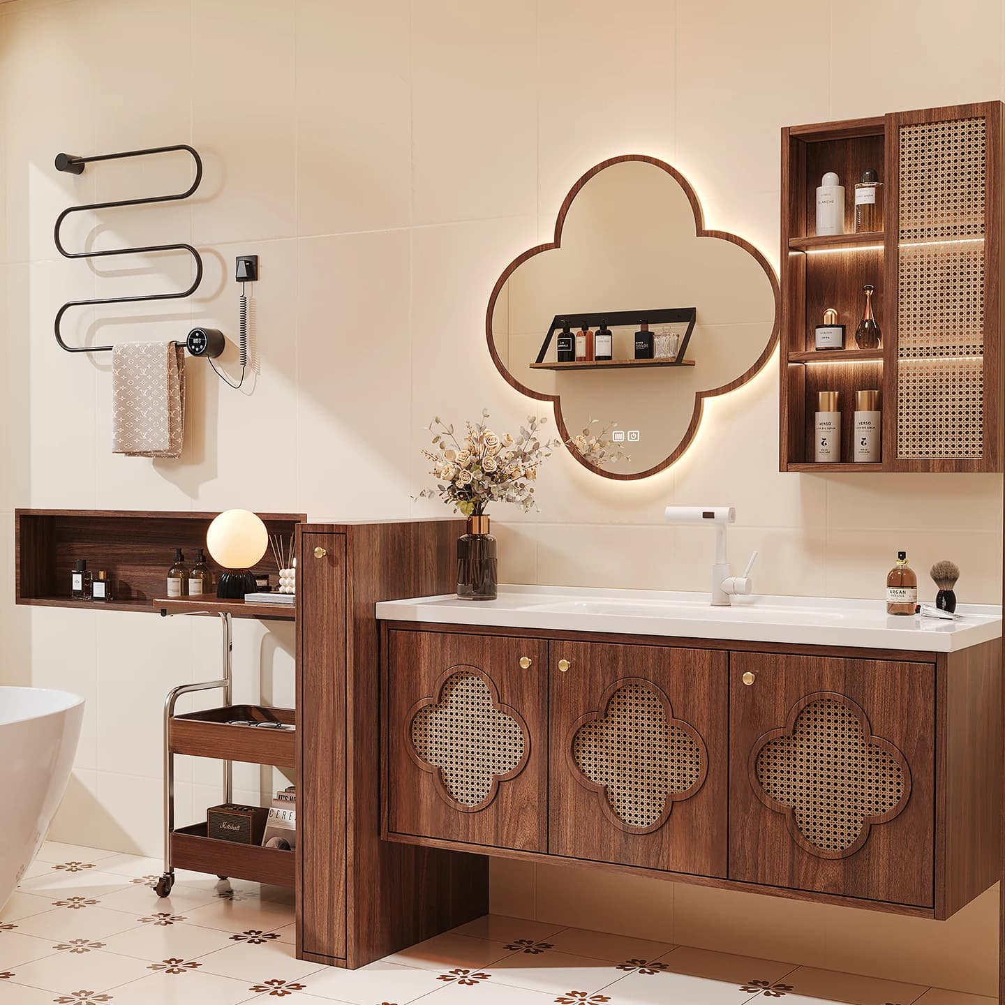 Mobili da Bagno a Parete, Armadietti per Stoccaggio, Sanitari, Mobile da Bagno con Lavabo Singolo e Specchio da 24-36 Pollici